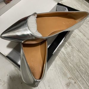 J. Crew Metallic silver flats